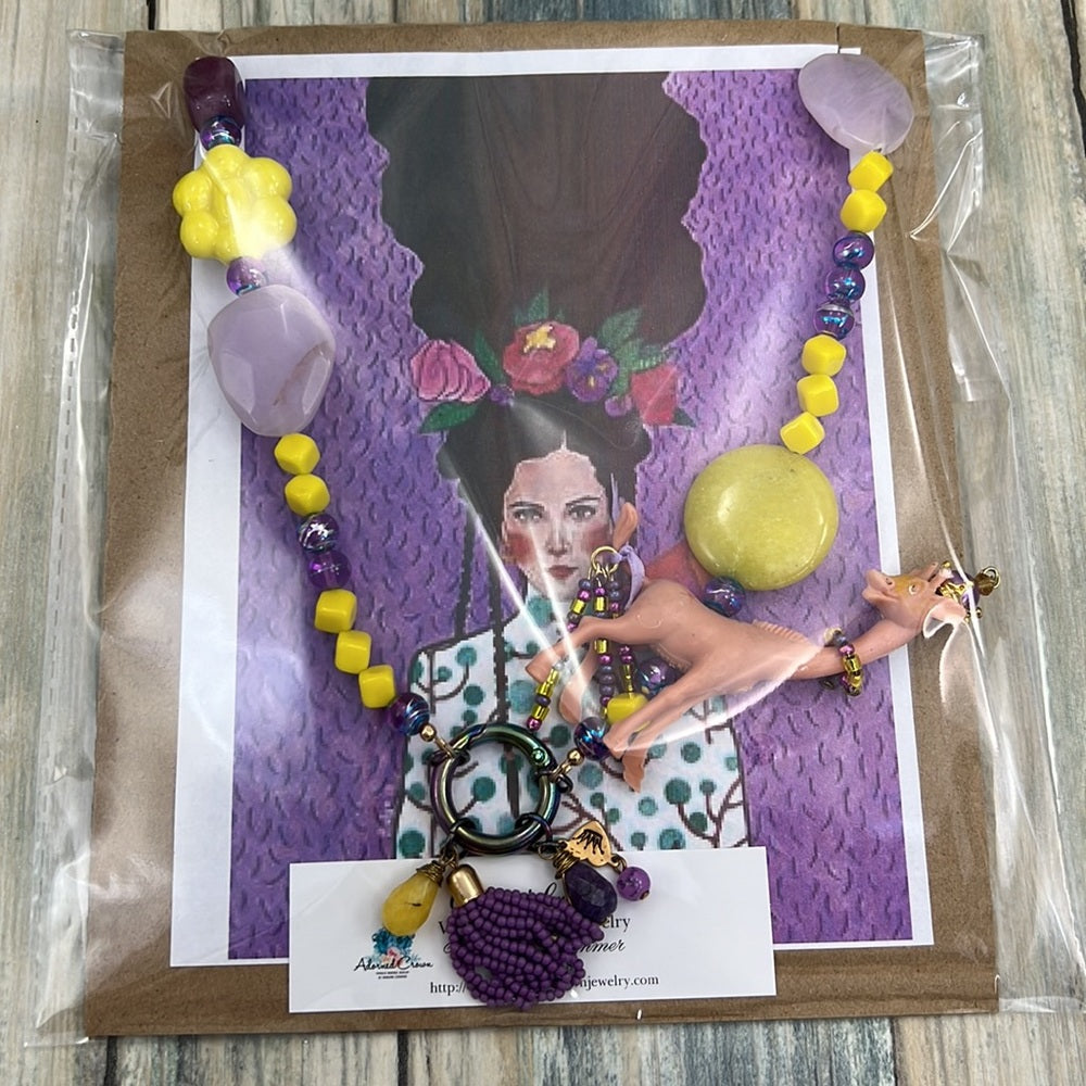 Adorned Crown Artisan Assemblage child’s play giraffe amethyst necklace