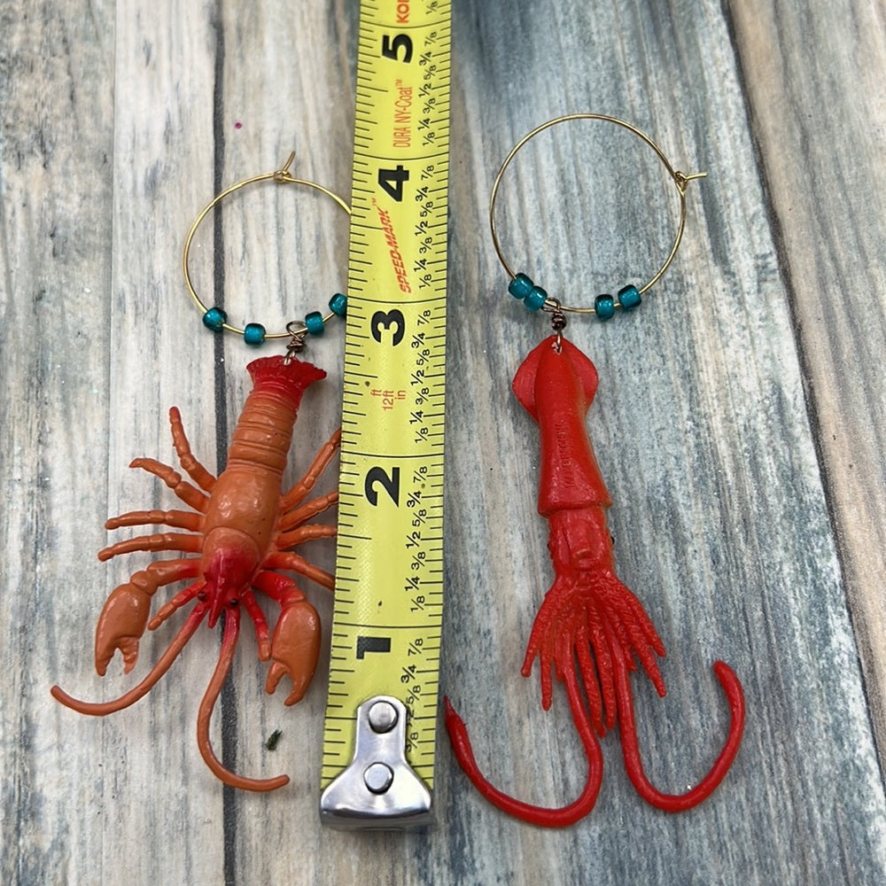 Adorned Crown Artisan Assemblage aquarium collection crab squid earrings