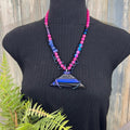 Adorned Crown Artisan Assemblage dichroic triangle faceted bead necklace