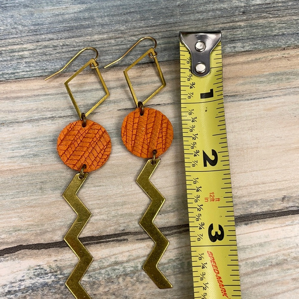 Adorned Crown geometric leather earrings