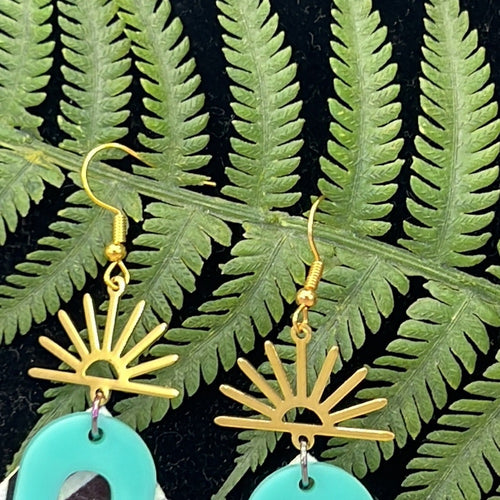 Adorned Crown Artisan Assemblage faux leather acrylic sunrise earrings