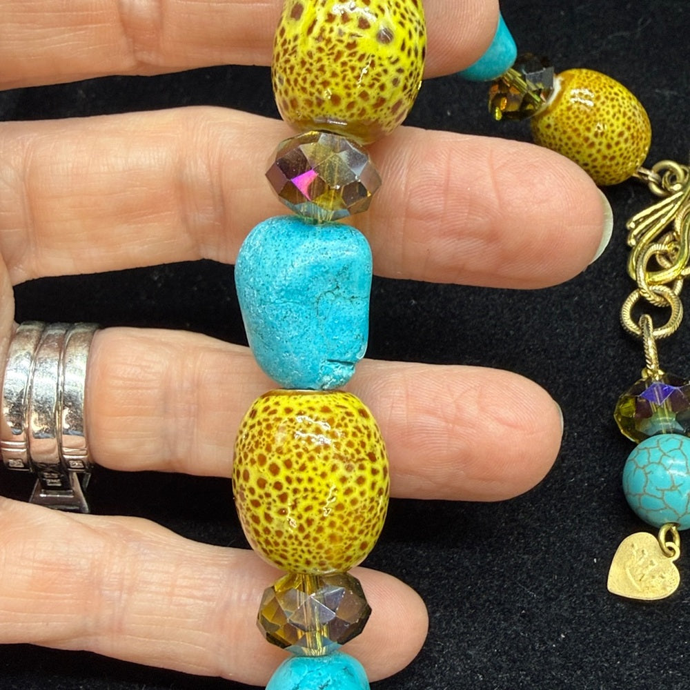 Adorned Crown Jewelry assemblage turquoise flower necklace