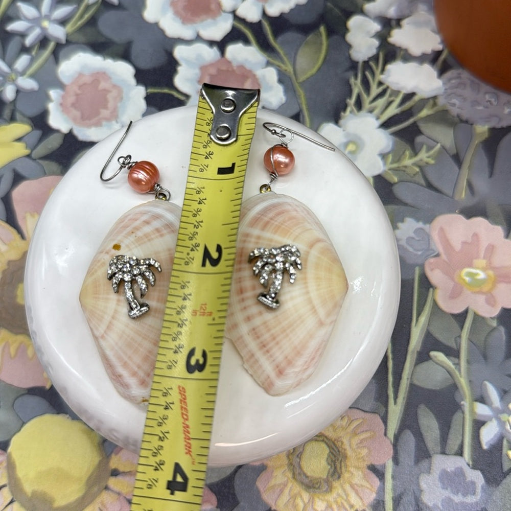 Adorned Crown beaches and butterflies collection seashell palm tree earrings
