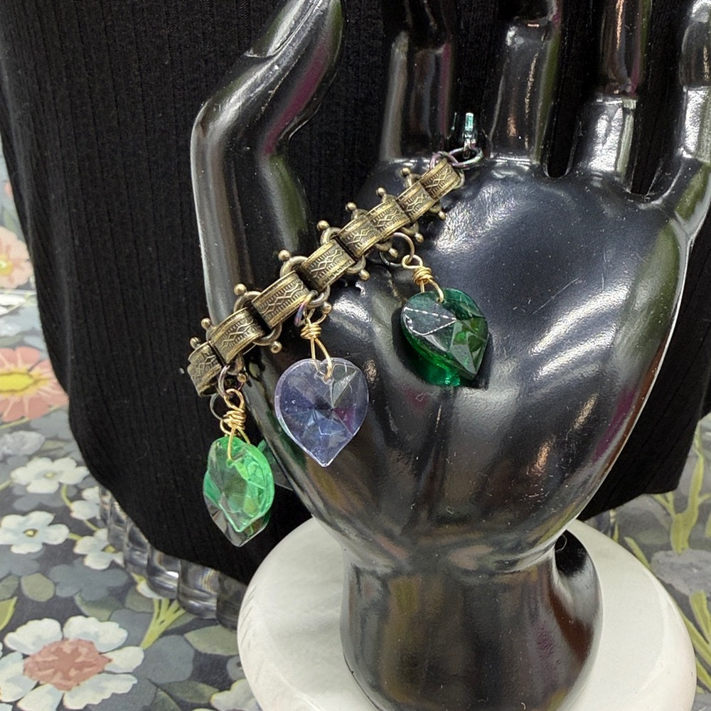 Adorned Crown Jewelry March glass heart bezel charm bracelet