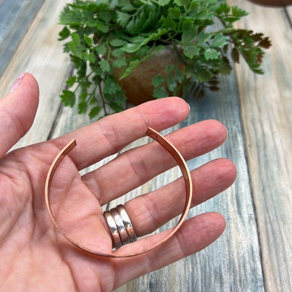 Adorned Crown Artisan stamp texture copper bracelet more than you know