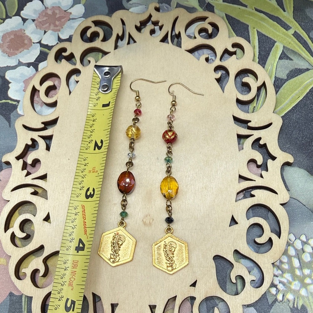 Adorned Crown Jewelry assemblage crystal and glass asymmetrical earrings