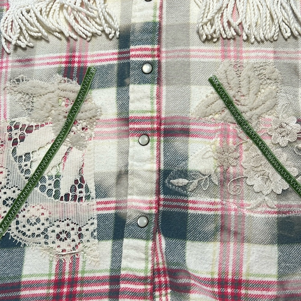 Adorned Crown Textiles altered flannel “Jesus is the reason…Season” size XS