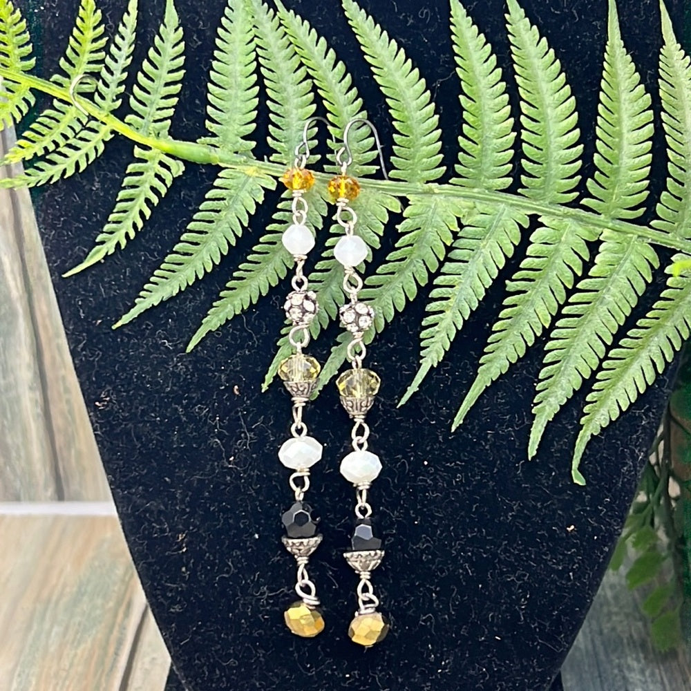 Adorned Crown Artisan Assemblage shoulder duster wrapped crystal earrings