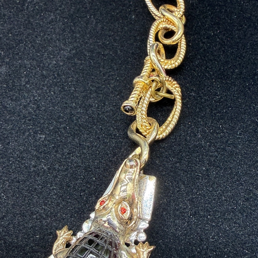 Adorned Crown Jewelry assemblage turtle alligator mushroom coral necklace