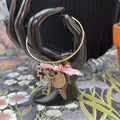 Adorned Crown Jewelry mixed charm key coin pink dangles bangle bracelet