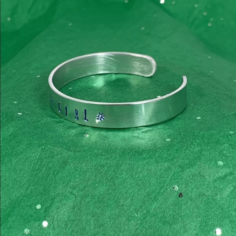 Adorned Crown stamped cuff beach girl blue bracelet