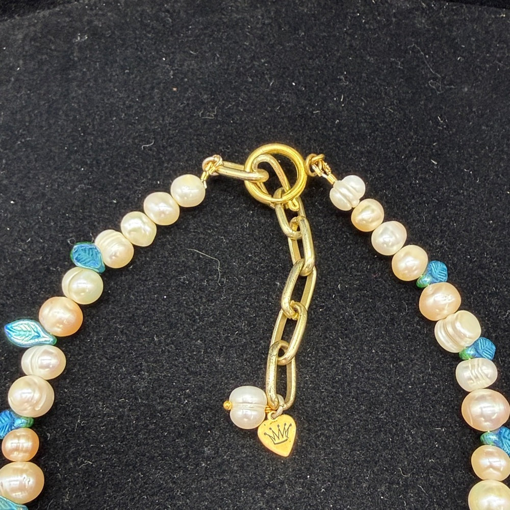 Adorned Crown Jewelry assemblage Pearl Czech glass watch butterfly necklace