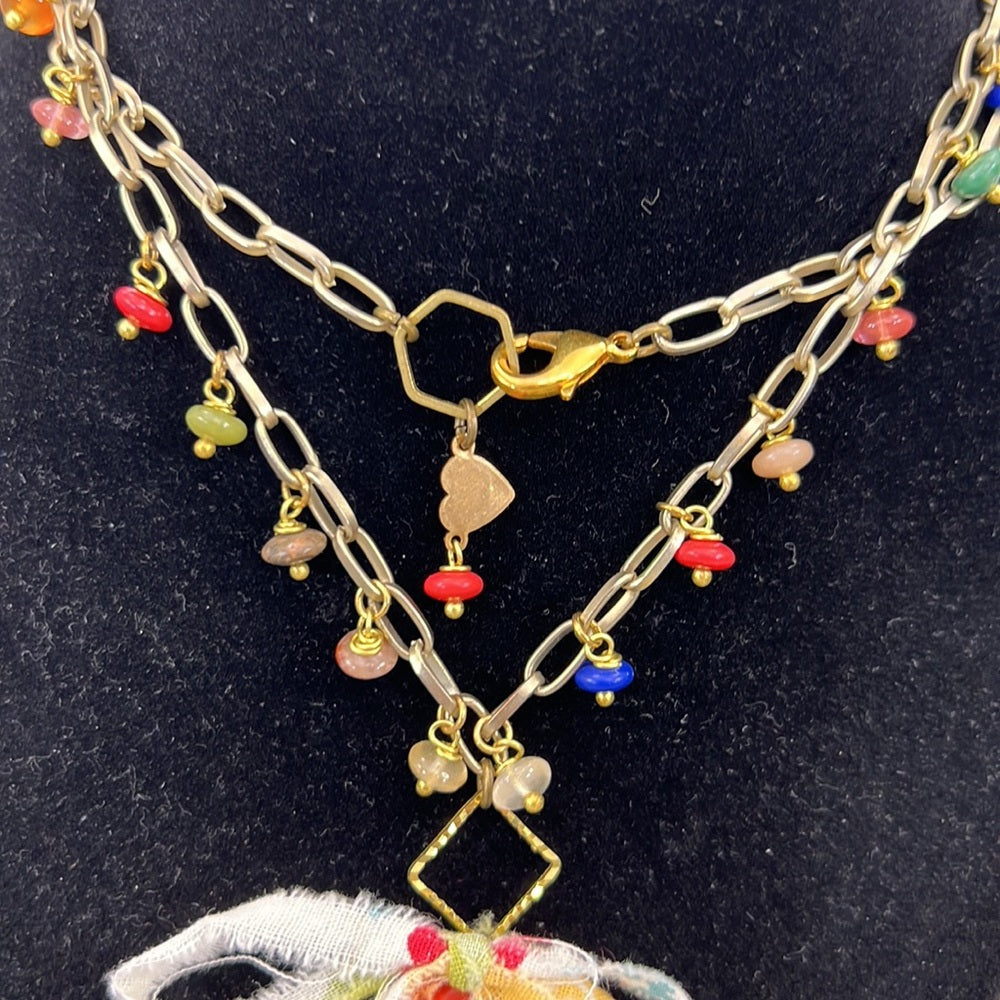 Adorned Crown Artisan Assemblage jasper and gemstone pendant necklace