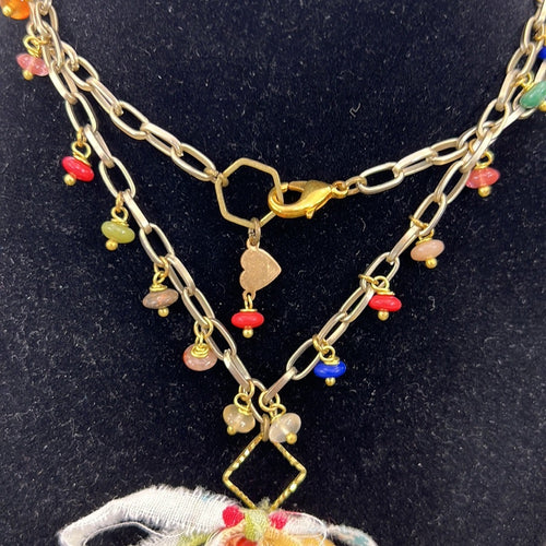 Adorned Crown Artisan Assemblage jasper and gemstone pendant necklace