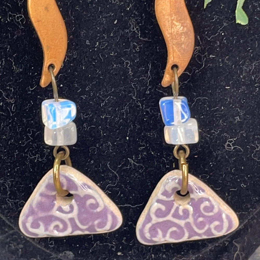 Adorned Crown artisan assemblage Lavender moonstone earrings