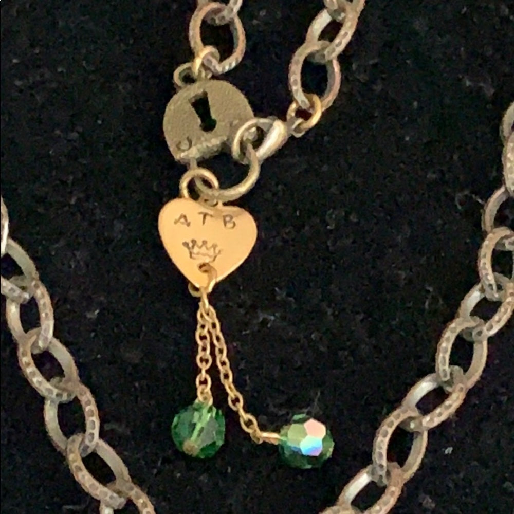 Adorned Crown artisan assemblage pastel rhinestone charm fan necklace