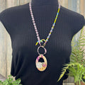 Adorned Crown Artisan Assemblage fabric buckle cluster Czech bead necklace