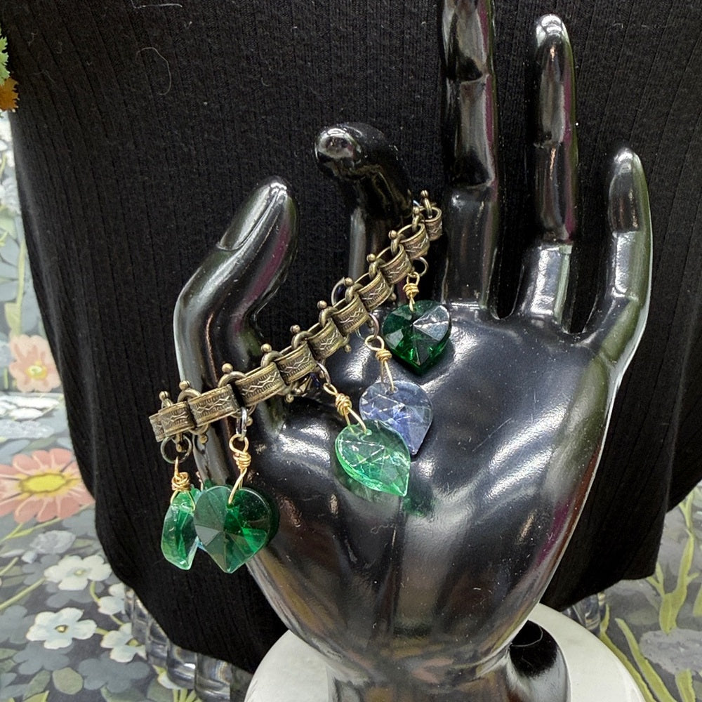 Adorned Crown Jewelry March glass heart bezel charm bracelet