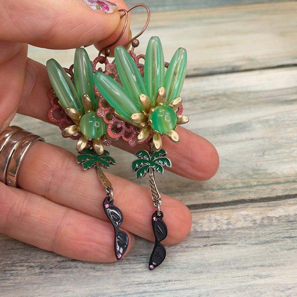 Adorned Crown assemblage tropical vacation sunglasses palm tree earrings