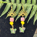 Adorned Crown Artisan Assemblage Czech glass butterfly sunrise earrings