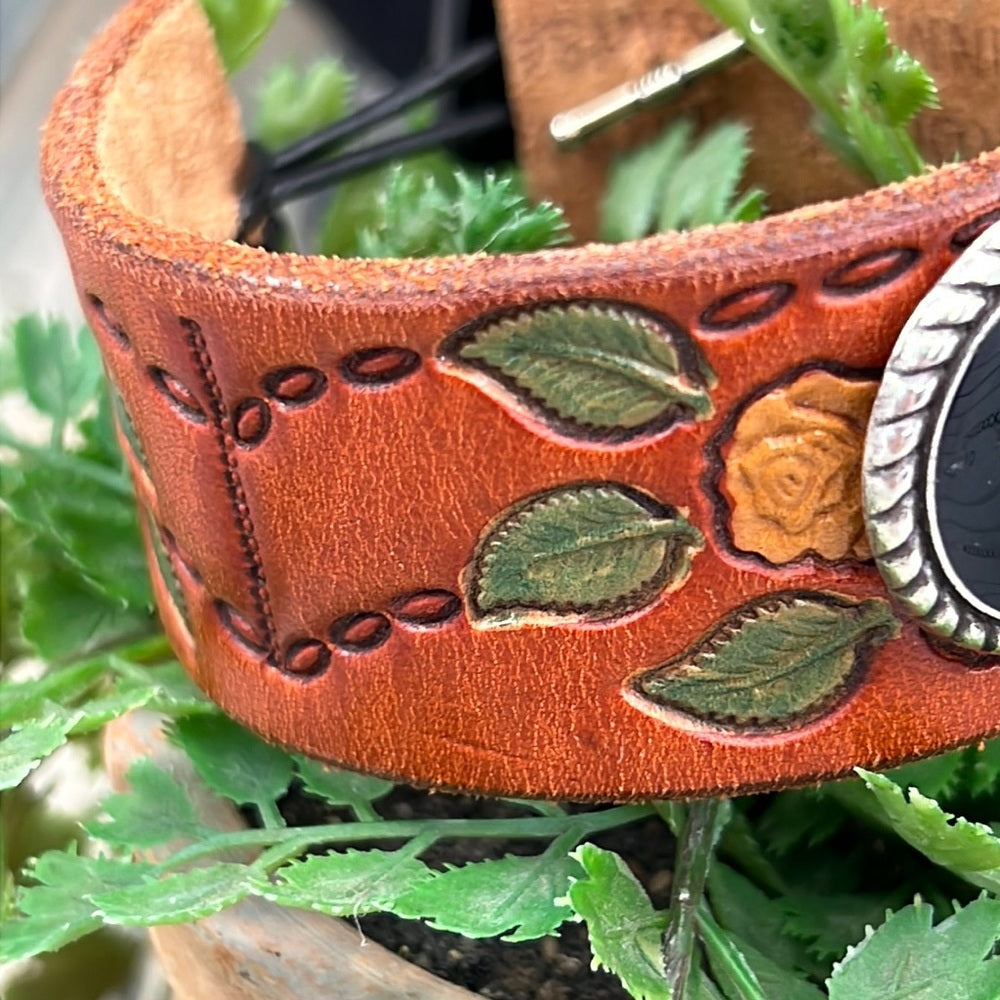 Adorned Crown cowgirl collection cross leather cuff bracelet