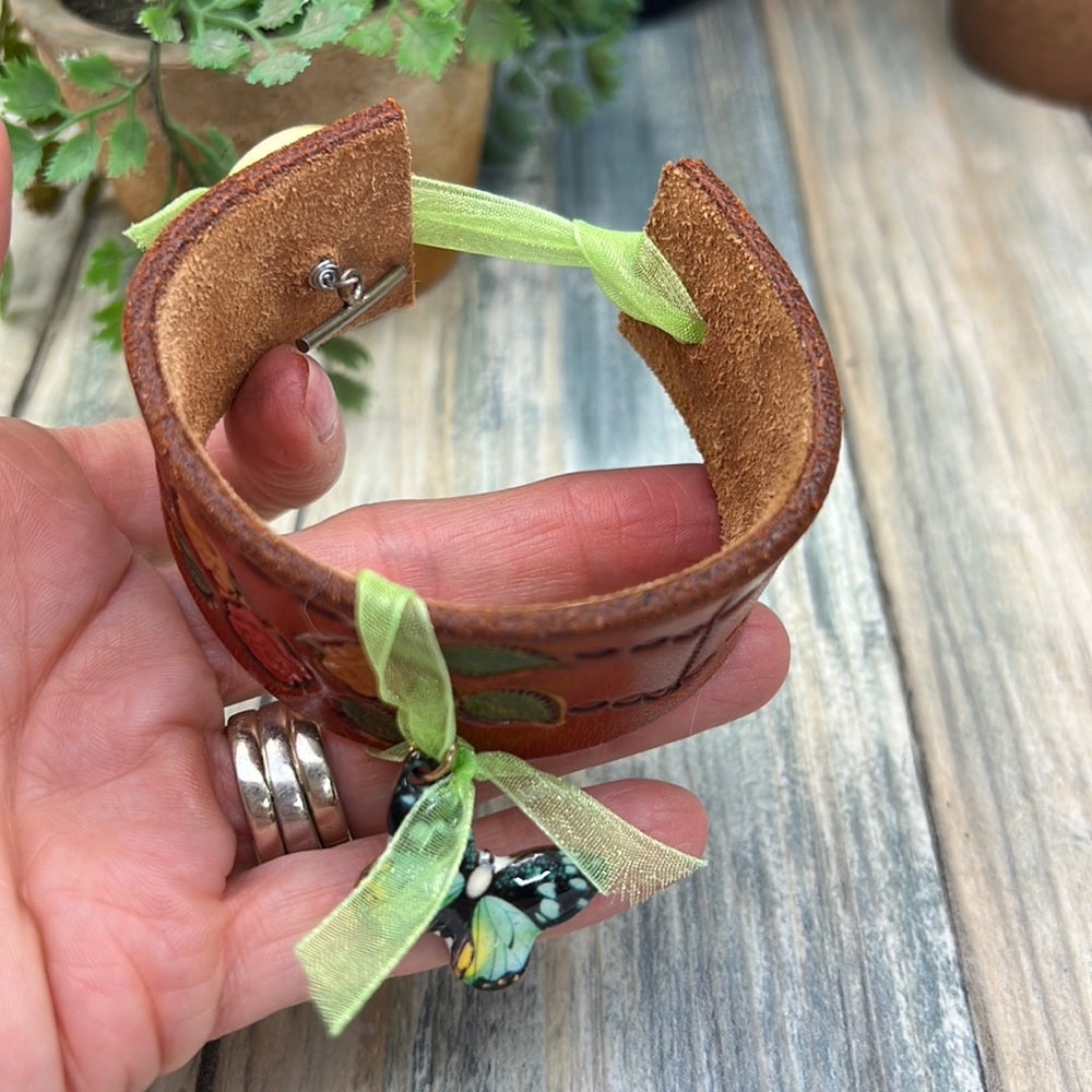 Adorned Crown cowgirl collection butterfly leather cuff bracelet