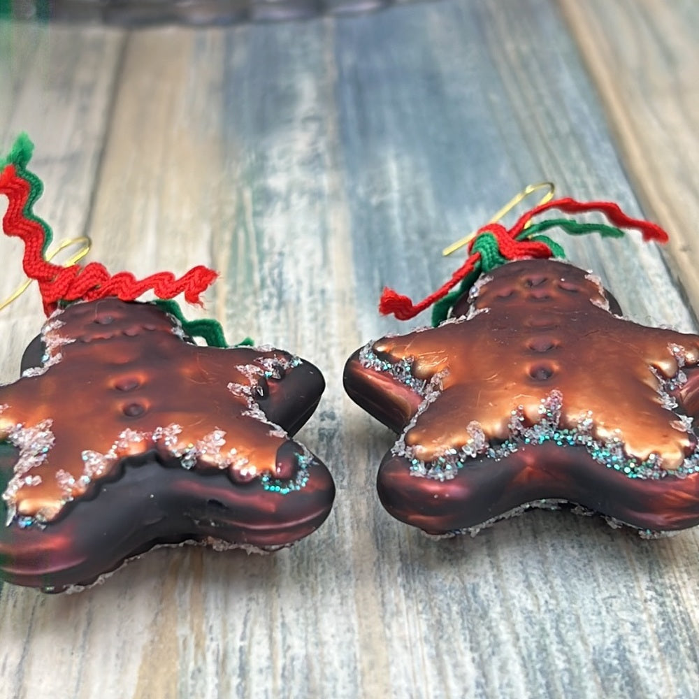 Adorned Crown Artisan Assemblage gingerbread man Christmas earrings
