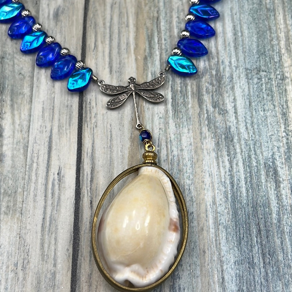 Adorned Crown Assemblage beaches & butterflies shell dragonfly necklace
