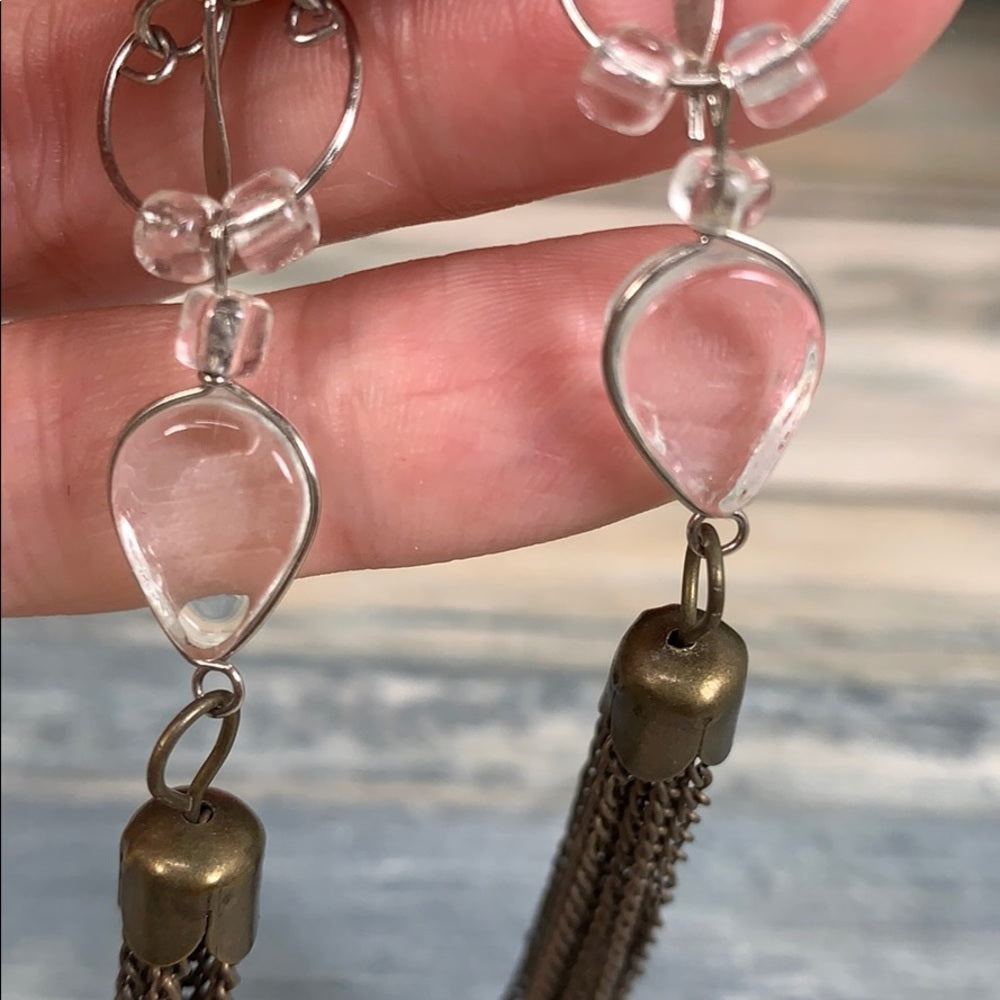 Adorned Crown shoulder duster crystal chain earrings