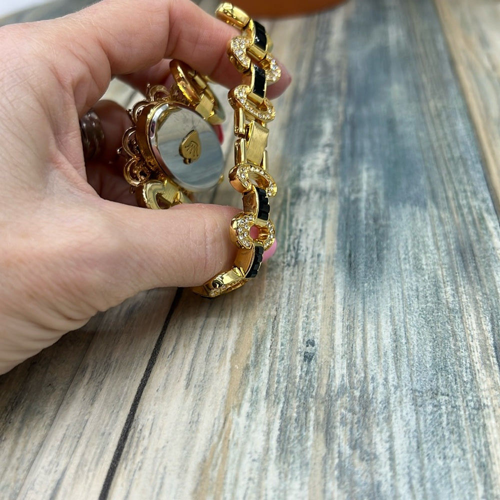 Adorned Crown Jewelry assemblage rhinestone burst on rhinestone band bracelet