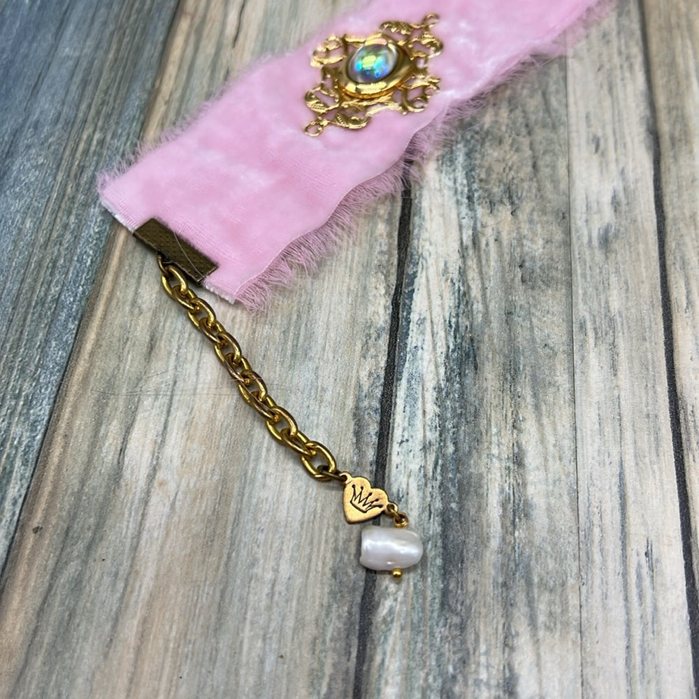 Adorned Crown Jewelry assemblage velvet aurora borealis crystal ball bracelet