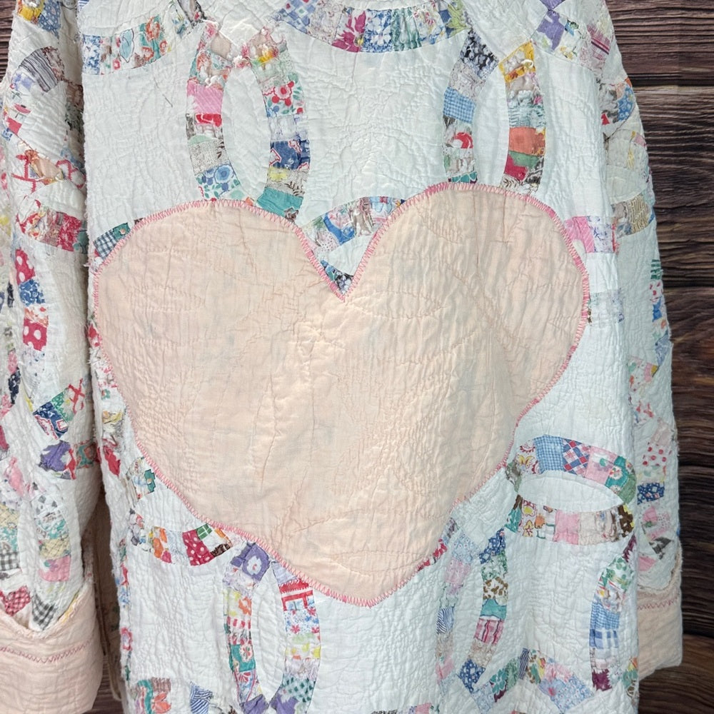 Adorned Crown Jewelry Double wedding ring quilt vintage Air Force button coat
