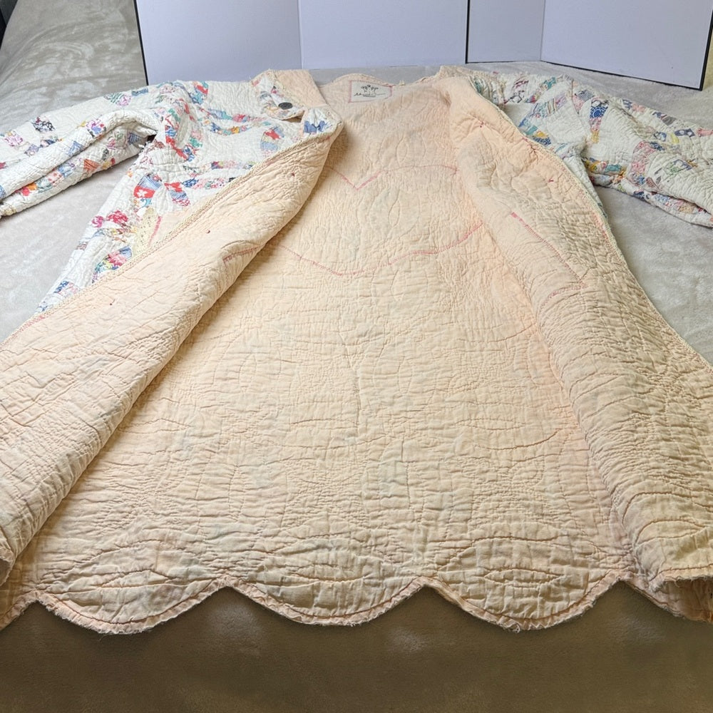 Adorned Crown Jewelry Double wedding ring quilt vintage Air Force button coat