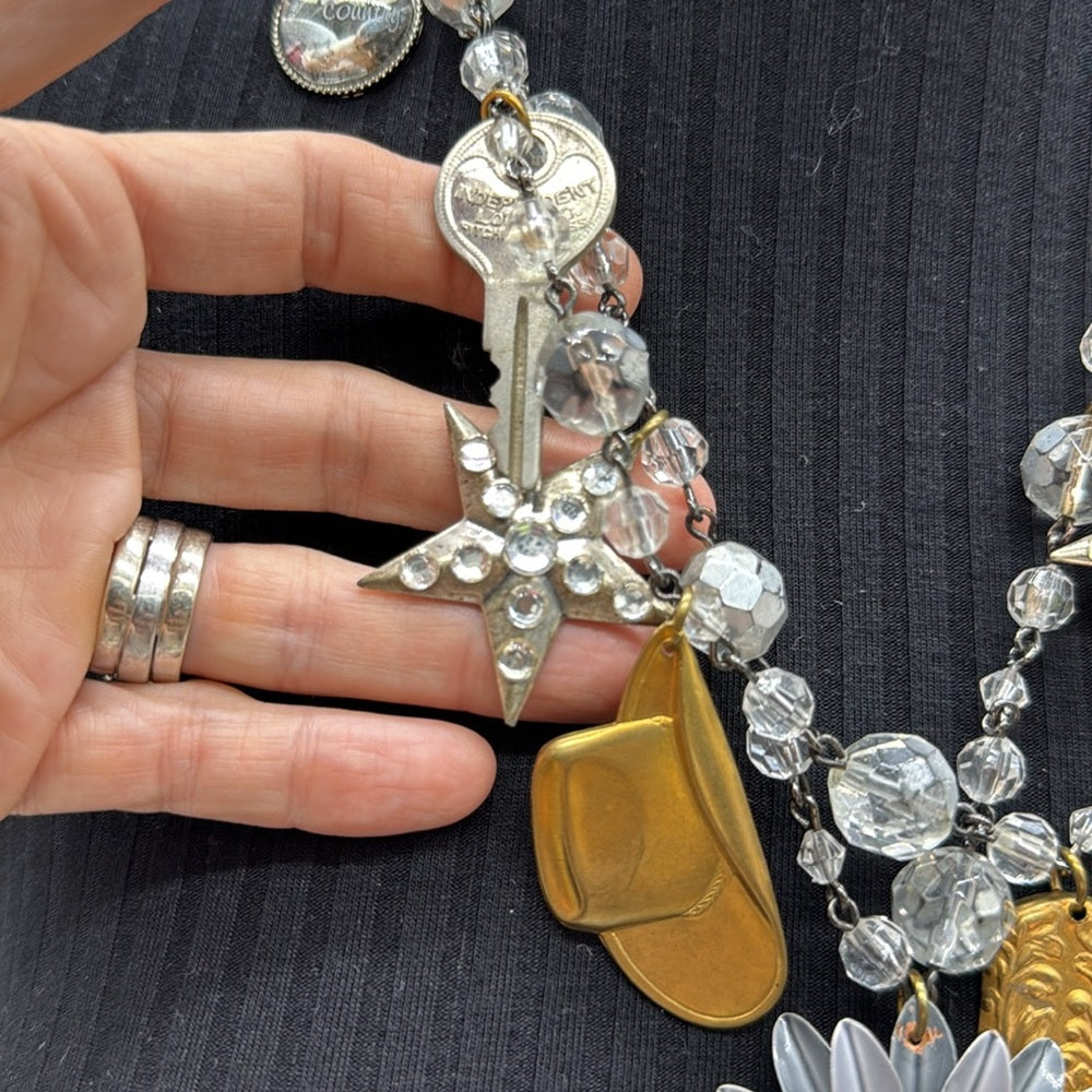Adorned Crown Jewelry assemblage Daisy Duke Born Country two strand necklace