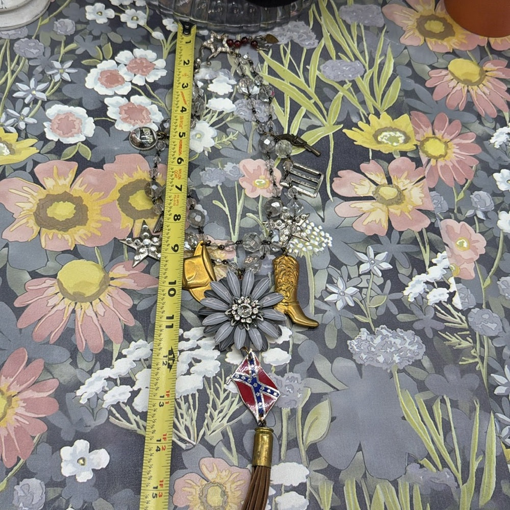 Adorned Crown Jewelry assemblage Daisy Duke Born Country two strand necklace