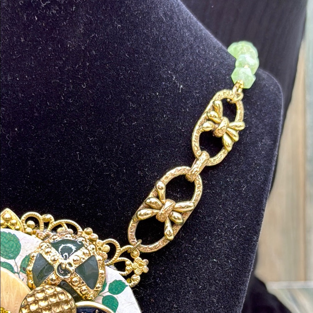 Adorned Crown Jewelry assemblage spring rabbit garden cluster necklace