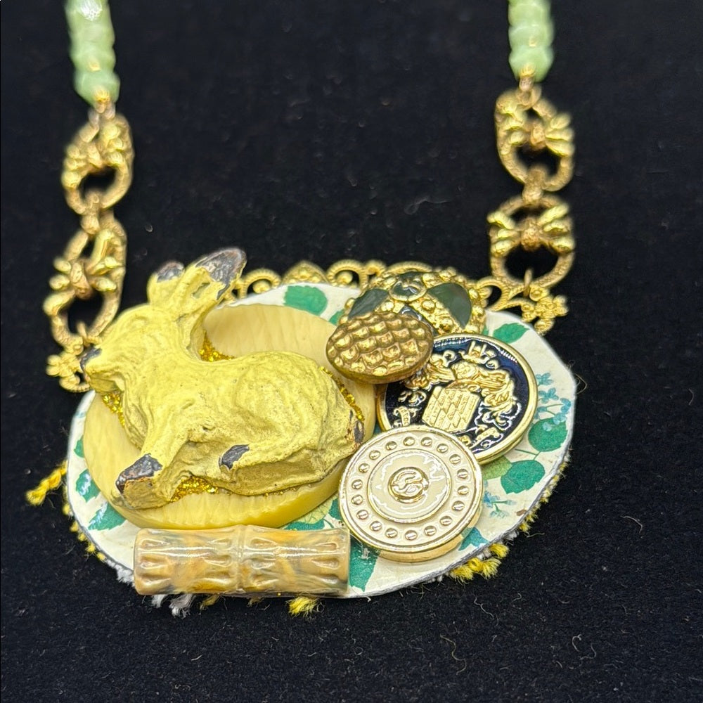 Adorned Crown Jewelry assemblage spring rabbit garden cluster necklace