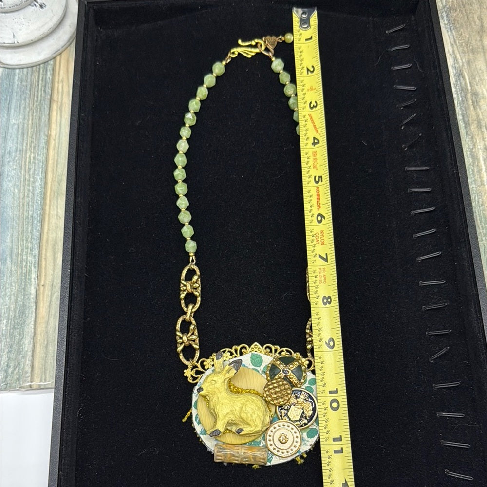 Adorned Crown Jewelry assemblage spring rabbit garden cluster necklace