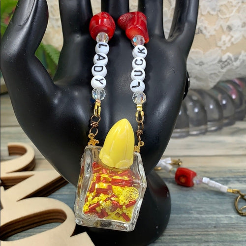 Adorned Crown artisan assemblage Lady Luck vintage game pieces necklace
