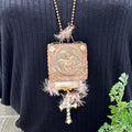 Adorned Crown Mary Jesus Joseph holy family rhinestone cross necklace