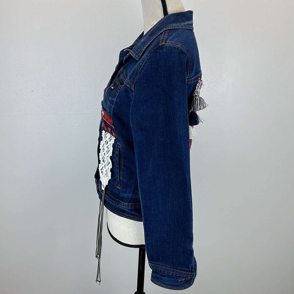 Adorned Crown Textile custom altered denim jacket Ibiza dreams size medium