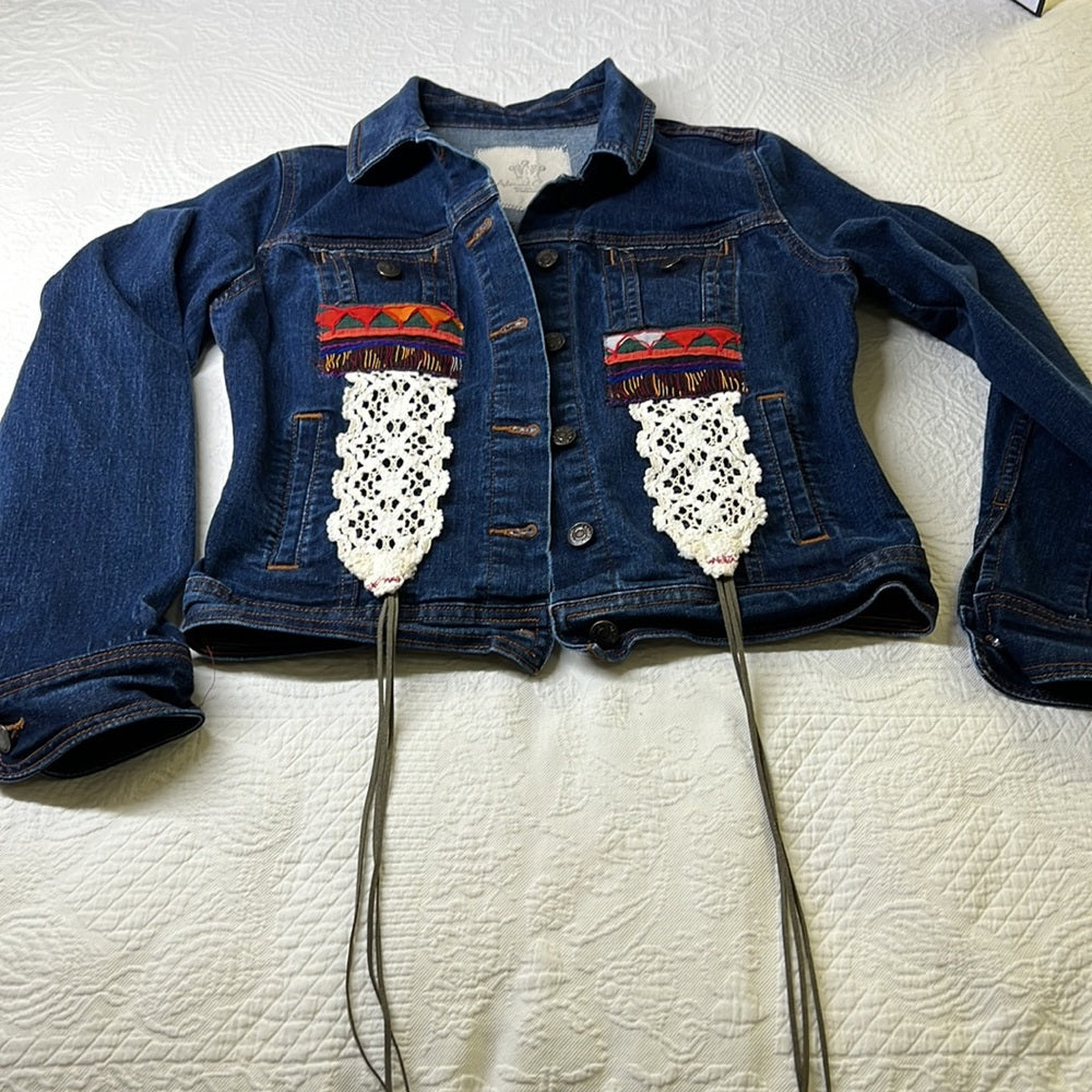 Adorned Crown Textile custom altered denim jacket Ibiza dreams size medium