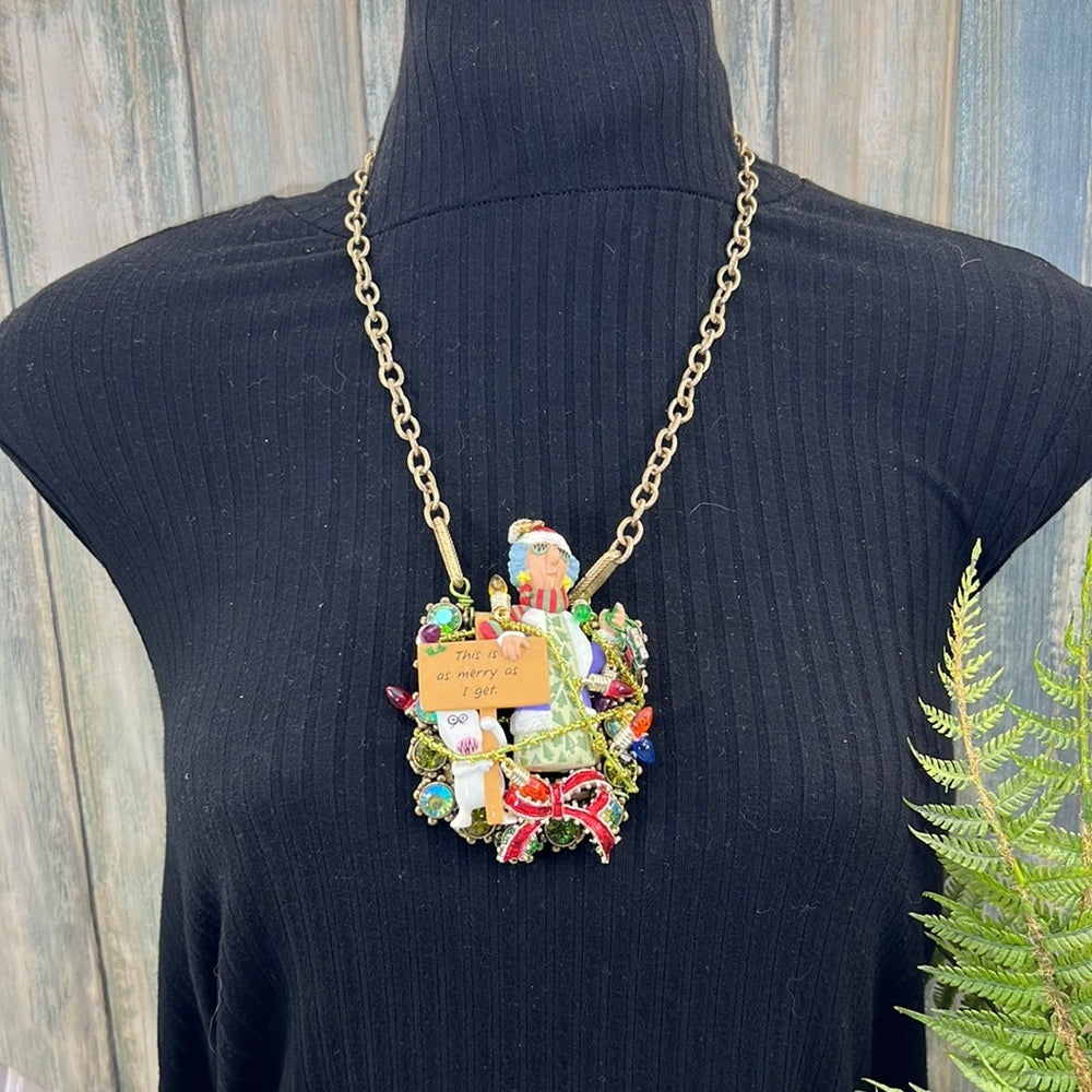 Adorned Crown Artisan Assemblage Merry Maxine Christmas statements necklace