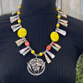Adorned Crown Artisan Assemblage abalone shell stone floral pendant necklace