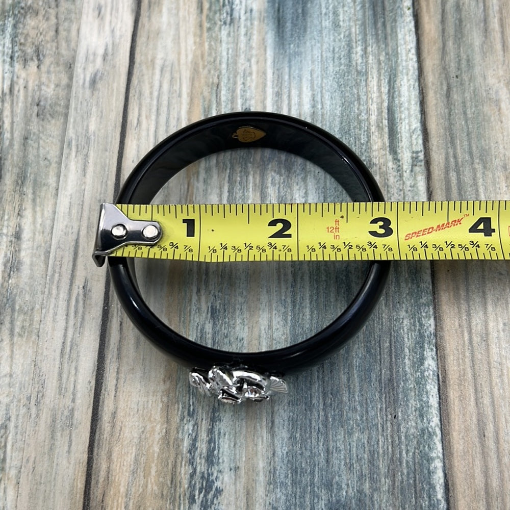 Adorned Crown Artisan Assemblage black lucite bangle bracelet rhinestones