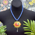 Adorned Crown Jewelry assemblage blue quartz painted butterfly necklace