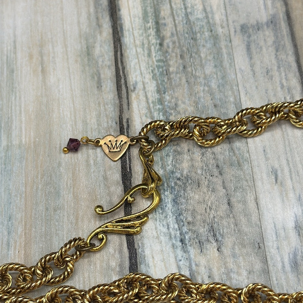 Adorned Crown Jewelry vintage case pendant amethyst cross enclosed necklace