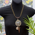 Adorned Crown Jewelry assemblage mix metal shield cross heart necklace