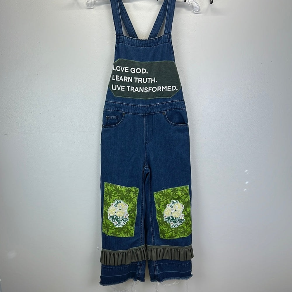Adorned Crown Textile love God learn truth live transformed overalls upcycle