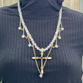 Adorned Crown necklace aurora borealis crystals cross artisan assemblage